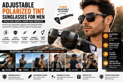 Adjustable Polarized Tint Sunglasses for Men: Smart Style, UV400 Protection & 9-Gear Comfort
