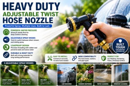 Heavy Duty Adjustable Twist Hose Nozzle for Car Washing & Gardening